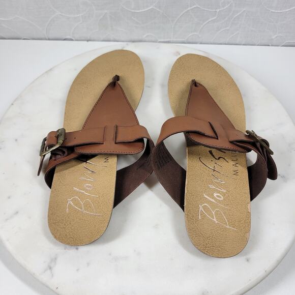 Blowfish Cork Sandals Womens 8 Brown Leather Buckle Slip On Summer Thong - Picture 8 of 12